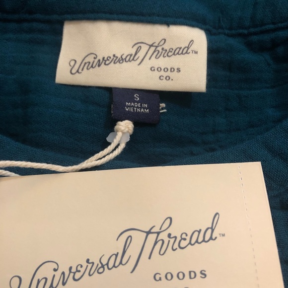 Universal Thread Teal Seersucker Prairie Top - Picture 7 of 8